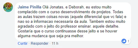Registro original do depoimento de Jaime Pinilla, com identificação e imagem de perfil, reproduzido da página DTM