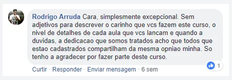 Registro original do depoimento de Rodrigo Arruda, com identificação e imagem de perfil, reproduzido da página DTM