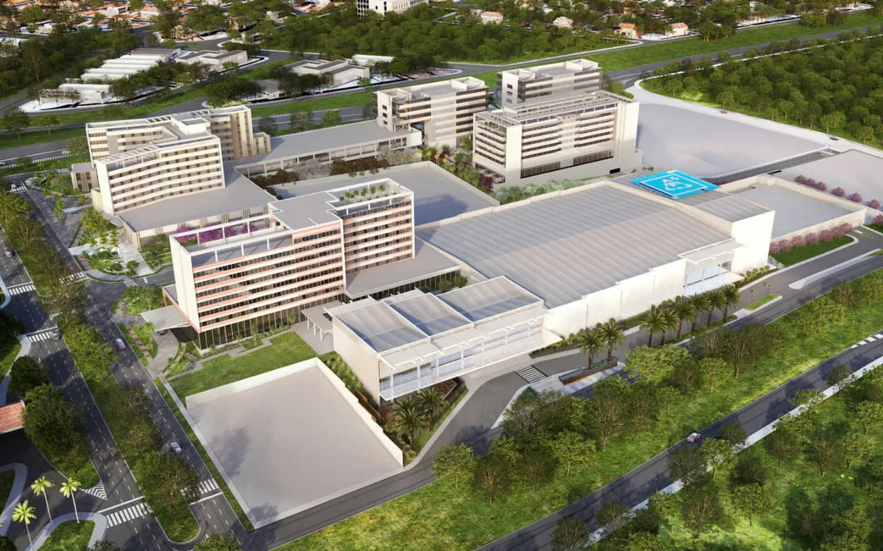 Perspectiva do Complexo RPP, com hotéis, edifício comercial e centro de convenções em Campinas