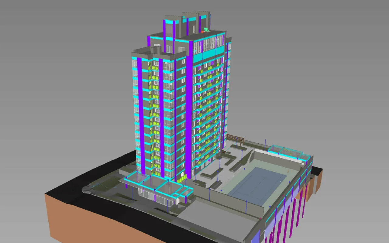Modelo BIM integrado do edifício residencial do projeto Porto Alegre
